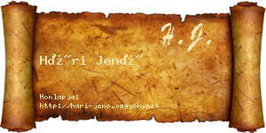 Hári Jenő névjegykártya